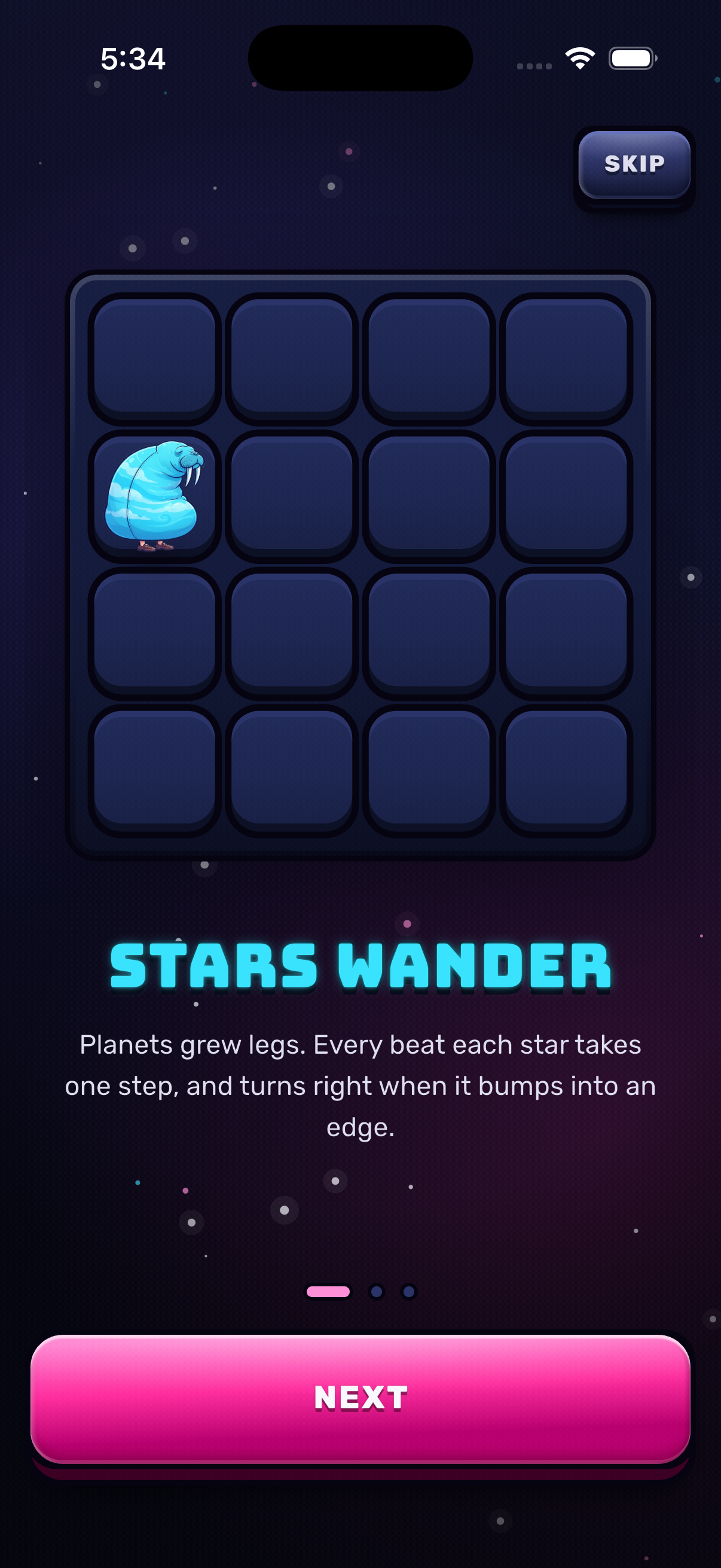 Read the dotted paths screen from the Wandering Stars intro