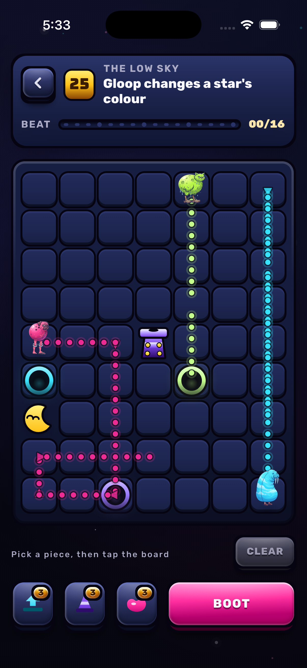 A level in play screenshot of Wandering Stars