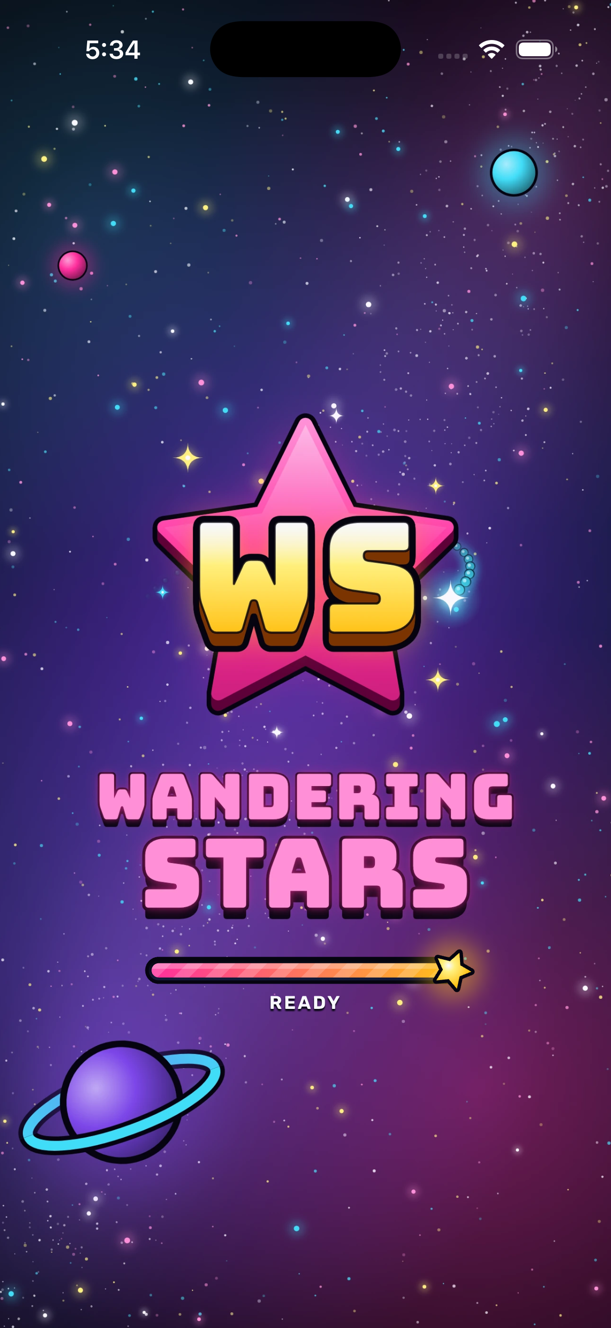 Launch screenshot of Wandering Stars